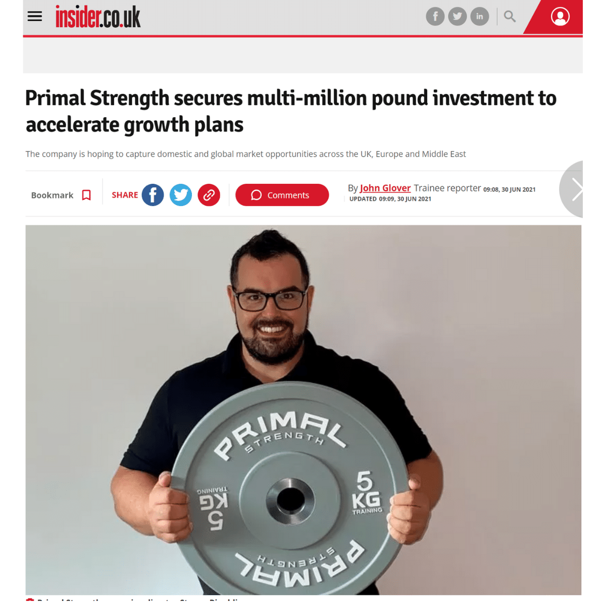 An image of Primal Strength founder Steven Rinaldi. A business that started in Glasgow and became a worldwide success story.